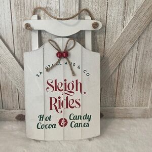 Target BP 2024 Christmas White Sleigh Rides Sign with Red Accents